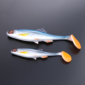 Appâts souples artificiels multicolores pour la pêche au <span class=keywords><strong>brochet</strong></span> Yeux 3D <span class=keywords><strong>Leurre</strong></span> <span class=keywords><strong>souple</strong></span> en silicone à queue de pagaie de grande taille 14cm/26g 20cm/60g Leurres souples à queue en T - Product Image 4