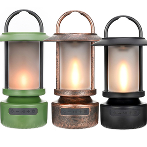 Lampe de nuit portable rétro à flamme RGB, haut-parleur Bluetooth sans fil TWS avec lumières LED, lanterne d'extérieur pour le camping, la terrasse, le jardin, les fêtes, la randonnée - Product Image 1