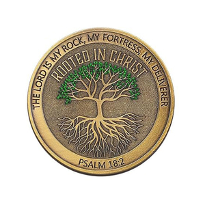 Moneta cristiana placcata in bronzo il signore è la mia tasca in metallo gettoni da roccia per la preghiera sport artigianali in ottone regali cristiani - Product Image 1