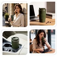 Gobelet isotherme classique en acier inoxydable à double paroi avec couvercle à poignée, tasse de voyage réutilisable, vente en gros OEM directe usine