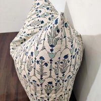Housse de coussin imprimée en coton motif floral Indigo Sauge, style botanique vintage, pour chambre, canapé, décoration intérieure, vente en gros