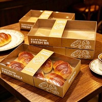Vente en gros Boîte d'emballage croissante pâtisserie-pain avec logo personnalisé de qualité alimentaire rectangulaire