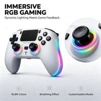 Manette de jeu ergonomique RGB pour PC, sans fil, double vibration, bouton Turbo, détection de mouvement, six axes