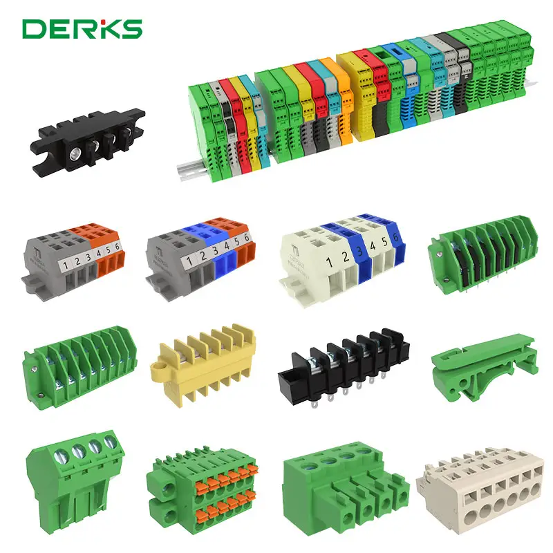 Bloco terminal conectável de mola Derks 2/3/4/5/6/7/8/9/10 pinos 3.81mm 5.0mm 5.08mm conector do bloco terminal de parafuso PCB