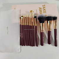 Gracedo – Ensemble de 12 pinceaux de maquillage professionnels véganes de haute qualité, manche en bois, poils synthétiques, pour le visage, le correcteur et le rasage