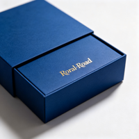 Caja Cosmética Plegable de Cartón Personalizada, Estampado en Caliente Dorado Royal-Road y Grabado en Relieve Azul, Empaque de Maquillaje Reciclable para Cuidado de la Piel