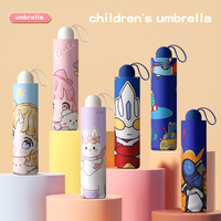 Parapluie de dessin animé amusant à trois volets avec bandes réfléchissantes parfait pour les trajets scolaires des étudiants