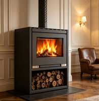 Cheminée autonome en acier moderne de style artisanal européen, à bois véritable, avec flamme rouge, pour villas, hôtels, appartements et salons