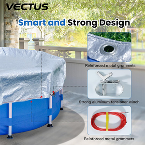 Cubiertas Redondas Plateadas <span class=keywords><strong>de</strong></span> 16 Mil para Piscinas Elevadas <span class=keywords><strong>de</strong></span> 12 Pies con Cabrestante y Cable, Venta al por Mayor Directa <span class=keywords><strong>de</strong></span> Fábrica China - Product Image 5