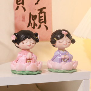 Figuras de resina inspiradas en el budismo, 4 piezas, decoración de escritorio Feng Shui para oficina y regalo de Año Nuevo Chino - Product Image 3
