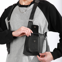 Sac de poitrine rétro en cuir PU avec logo personnalisé, étanche, pour sports de plein air, antivol, pour hommes et femmes