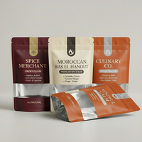 Sachet d'emballage personnalisé pour épices, en plastique, pour assaisonnements et poudres alimentaires, 100g 200g, refermable, avec fenêtre, à fermeture éclair, pochette verticale