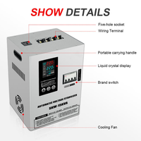 Stabilisateur AVR mural intelligent, 15 kVA monophasé, entrée large 100-250 V pour une sortie stable 220 V, protection des équipements