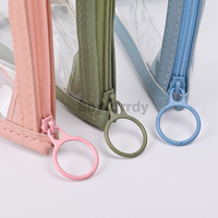 Pochette transparente en PVC avec fermeture éclair et logo personnalisé, fournitures scolaires pour étudiants, trousse à crayons, étui pour maquillage, sacs cosmétiques