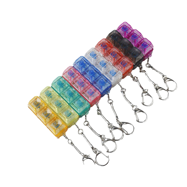 3 Keys RGB Mechanical Keyboard Switch Keychain with LED Light Acrylic Keycap Tester Switches Relieve Stress Keyboard