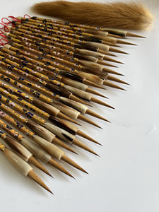 Pinceau de <span class=keywords><strong>calligraphie</strong></span> chinoise professionnel de qualité académique Lingfeng, en poils de loup purs, fait main, durable, avec pointe longue en corne de bœuf cloisonnée - Product Image 4