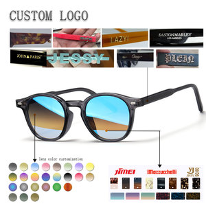 Lunettes de soleil rondes JIMEI à monture intégrale, verres dégradés, protection UV 100%, logo personnalisé, style rétro unisexe pour adultes - Product Image 1