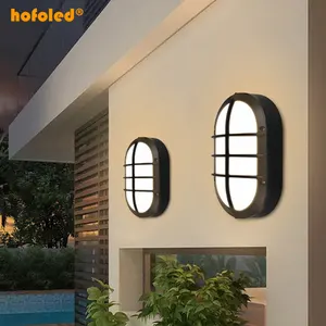 Hofoled Outdoor LED Wall Lighting Aluminum Flush Mount Ceiling Lamp Oval LED Bulkhead Light