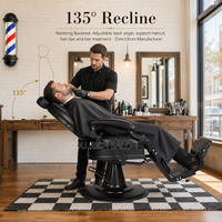 Fauteuil de Barbier Vintage Noir Hydraulique Pas Cher pour Hommes, Chaise de Salon avec Appui-tête Réglable et Repose-pieds Rabattable, Vente Directe Usine pour Salon de Coiffure