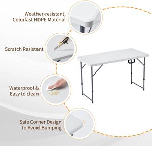 <span class=keywords><strong>Table</strong></span> pliante portable 4 pieds Hauteur réglable Rectangle Pique-nique Fête <span class=keywords><strong>Camping</strong></span> Utilitaire <span class=keywords><strong>Table</strong></span> d'intérieur et d'extérieur - Product Image 5