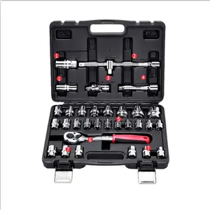 32Pcs 1/2" Socket Hand Tool kits Portable Auto Car Repair Kit Ratchet Socket Wrench Set With plastic Case