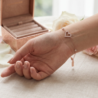 Großhandel Klassisches 925 Sterling Silber Roségold-Plattiertes Herz-Kettenarmband mit Funkelndem Zirkon als Geschenk für Damenpartys