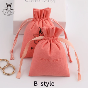 Pochette à bijoux en microfibre faite à la main PUPPYSEW, en daim, en velours, sacs à cordon personnalisés pour bijoux, sacs d'emballage cadeau avec logo - Product Image 3