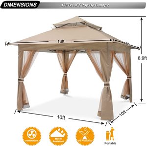 Tienda Gazebo para exteriores, refugio con mosquitera, 13x13 - Product Image 6