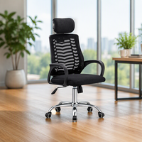 Chaise de bureau ergonomique pivotante à dossier haut en maille avec appui-tête réglable pour projets de mobilier de bureau professionnel