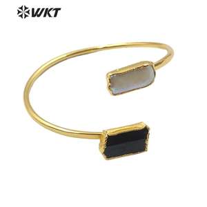 WT-B503 Mới Đến Thời Trang Bangle Ngọc Trai Tự Nhiên Và Đen Tourmaline Bangle Điều Chỉnh Kích Thước Phụ Nữ Stylish Charm Jewelry Bangle - Product Image 1