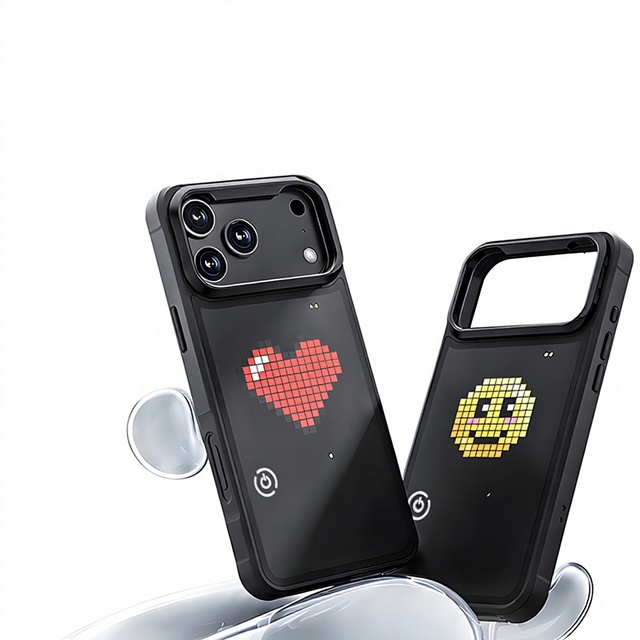 DIY PC NFC Enabled Mobile Phone Case with LED Pixel Display & Lighting Movement Via Smart App for 14/15/16/17 Pro Max