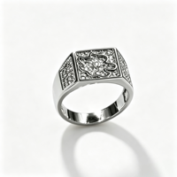 Bague Hip Hop large et massive pour homme, micro-pavée de zircon carré, en laiton plaqué platine, bague statement