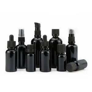 Serum pompa şişesi 5 10 15 20 30 50 60 100 ml boş uçucu yağ koyu mor kozmetik cam şişeler damlalıklı ve pompa