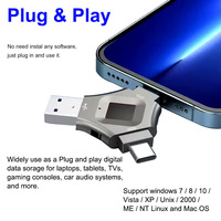 USB 3.0 Kecepatan Tinggi 3 in 1 USB Key Keamanan Sidik Jari Thumb Drive Memory Stick Logo Laser Gratis 128GB 512GB Cle USB Flash Drive