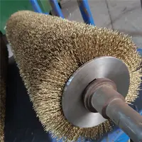 Kunden spezifische Holz polier industrie Spirale Kupfer beschichtete Stahldraht walzen bürste mit Welle