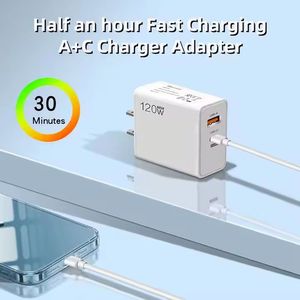 120W USB Charger Fast Charging QC 3.0 67W Fast Charger <b>Type</b> <b>C</b> <b>Adapter</b> Dual Ports USB PD Charger for Mobile Phones - Product Image 4