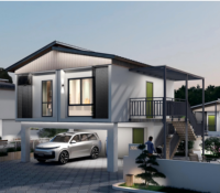 Maison modulaire préfabriquée en usine, murs en béton préfabriqué armé, toit en acier léger, logement permanent