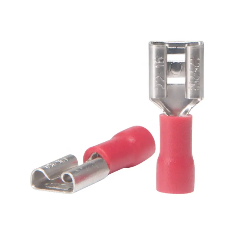 factory supply high quality fdd1.25-110 red color pvc insulation brass insulated female disconnect terminal