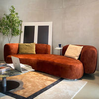 Canapé d'angle contemporain minimaliste incurvé en tissu bouclé rembourré, design pour appartement, salon, hôtel, villa, lot de 3