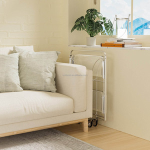 लकड़ी की धातु रोलिंग बेड टेबल साइड स्टोरेज आयोजक गाड़ी पहियों के साथ मोबाइल उपयोगिता ट्रॉली ओक कार्ट - Product Image 6