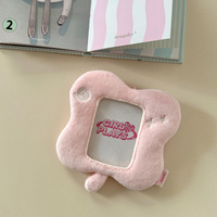 Porte-cartes photo en peluche trèfle à quatre feuilles rose mignon, porte-carte de bus, bande de protection pour carte d'identité, affichage de photos Kpop, pendentif pour sac d'école