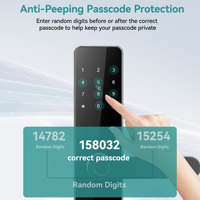 Serrure de porte intelligente à empreinte digitale SJJ S1H-Y07-2 avec application Tuya pour porte en aluminium, carte IC/RFID, mot de passe, clé, sécurité de niveau C