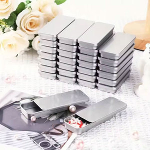 Boîtes en métal rectangulaires coulissantes noires personnalisées, légères, recyclables, pour parfums solides et baumes, avec couvercle coulissant, vente en gros - Product Image 4