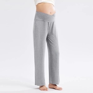 Pantalones de Maternidad Casuales de Color Liso, de Pierna Ancha, Elásticos, <span class=keywords><strong>para</strong></span> Estar <span class=keywords><strong>en</strong></span> <span class=keywords><strong>Casa</strong></span> o Trabajar, Pantalones de Embarazo - Product Image 5