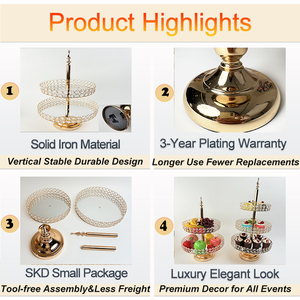 Espositore per Cupcake Rotondo in <span class=keywords><strong>Argento</strong></span> a 2 Piani, Vassoio per Dessert a 3 Livelli con Specchio e Manico - Product Image 4