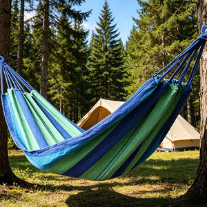 Thick adult swing bed for outdoor picnics and camping, children's drop net bed, rainbow canvas hanging bed wholesale. - Product Image 3