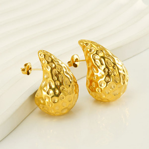 ZOGXIN Gold Teardrop Stud Earrings Geometric Design Unisex Fashion Jewelry - Product Image 2