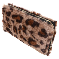 Mini portefeuille personnalisé pour clés de téléphone portable Pochette moelleuse Cadeaux pour filles Pochette en peluche léopard pour femmes 7.4 pouces Porte-monnaie Western
