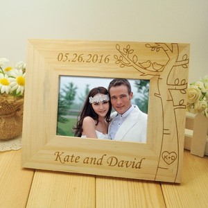 Factory Custom Engraved Wooden Photo <b>Frame</b>, Personalized Wedding Anniversary <b>Frame</b> with <b>Names</b> & Date, Keepsake Gift for Couples - Product Image 1