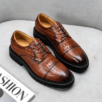 1 paire MOQ – Chaussures habillées de luxe pour hommes en cuir Derby, entièrement embossées façon crocodile, légères et à plateforme épaisse